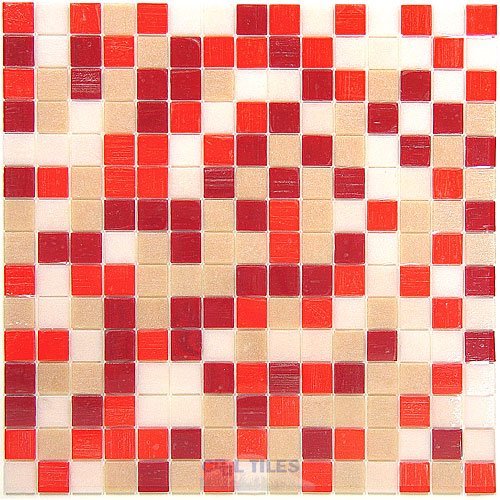 Vicenza Mosaico Glass Tiles Film-Faced Sheets in Fierce