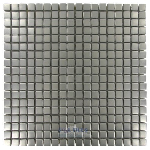 Illusion Glass Tile 5/8" x 5/8" Mosaic Tile in Brushed Stainless Steel