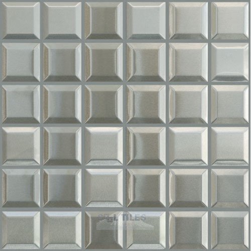 Illusion Glass Tile 2" Mosaic Tile in Brushed Stainless Steel