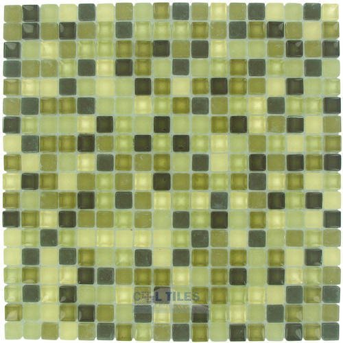 Illusion Glass Tile 5/8" x 5/8" Glass Mosaic Tile With Frosted Glass in Mountain Meadow Blend