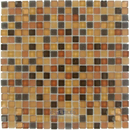 Illusion Glass Tile 5/8" x 5/8" Glass Mosaic Tile With Frosted Glass in Sahara Twilight Blend