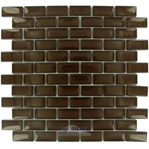 Illusion Glass Tile 7/8" x 1 7/8" Brick Glass Mosaic Tile in Hot Cocoa
