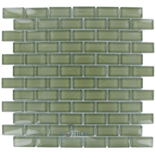 Illusion Glass Tile 7/8" x 1 7/8" Brick Glass Mosaic Tile in Morning Mist