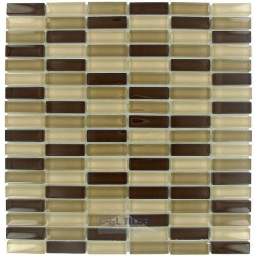 Illusion Glass Tile 5/8" x 1 7/8" Straight Set Glass Mosaic Tile in Tierra Sands Clear