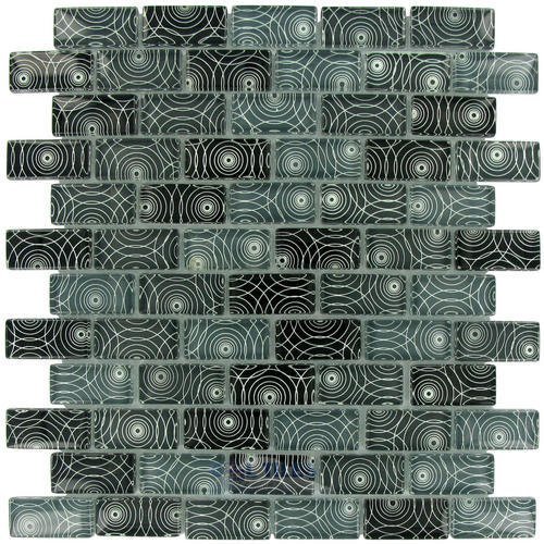 Illusion Glass Tile 7/8" x 1 7/8" Brick Glass Mosaic Tile in Circles