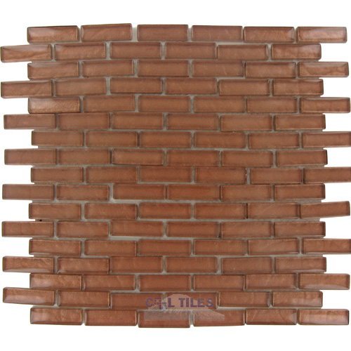 Illusion Glass Tile 5/8" x 1 7/8" Brick Glass Mosaic Tile in Sienna
