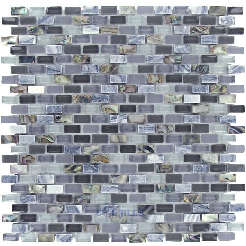 Illusion Glass Tile Mini Brick Mosaic in Shark Cove