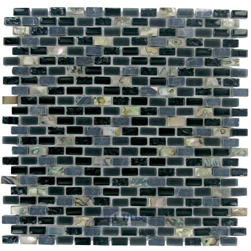Illusion Glass Tile Mini Brick Mosaic in Dark Harbor