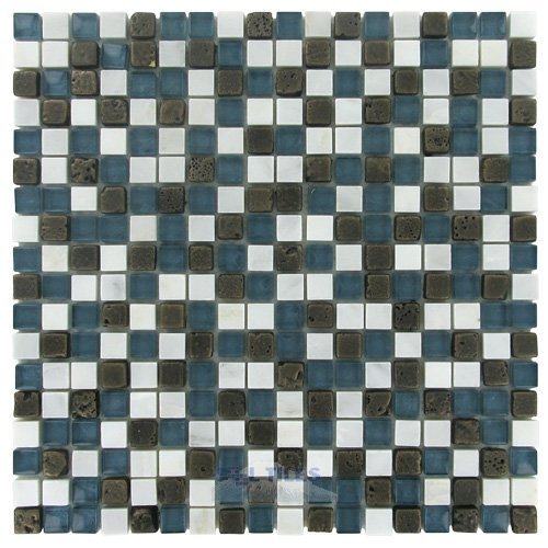 Illusion Glass Tile 5/8" x 5/8" Stone & Glass Mosaic Tile in Bering Sea