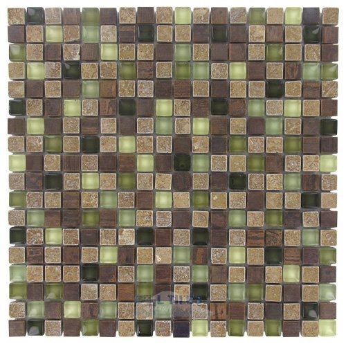 Illusion Glass Tile 5/8" x 5/8" Stone, Glass & Metal Mosaic Tile in Pistacio