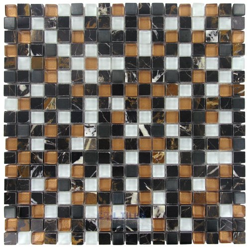 Illusion Glass Tile 5/8" x 5/8" Stone, Glass & Metal Mosaic Tile in Carmeletto