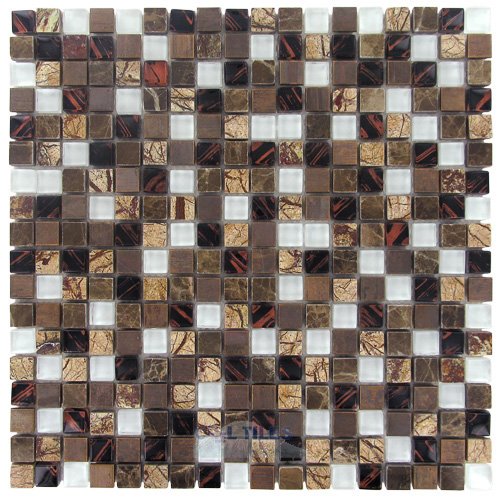 Illusion Glass Tile 5/8" x 5/8" Stone, Glass & Metal Mosaic Tile in Jungalaya