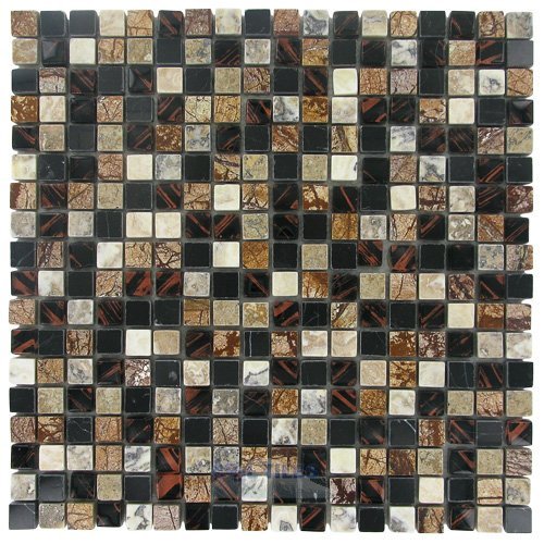 Illusion Glass Tile 5/8" x 5/8" Stone & Glass Mosaic Tile in Mustang