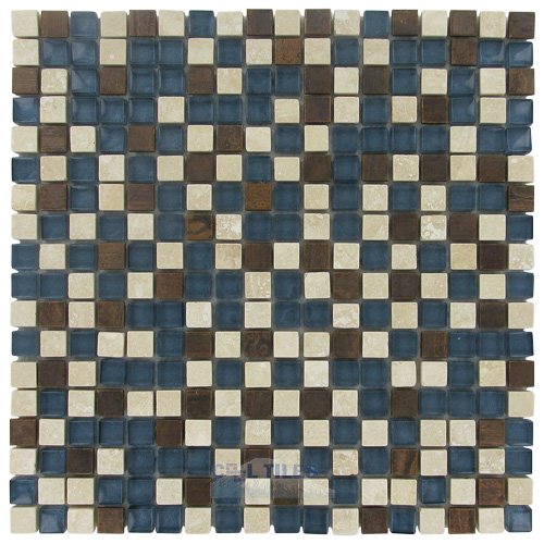 Illusion Glass Tile 5/8" x 5/8" Stone, Glass & Metal Mosaic Tile in Paradise Cove