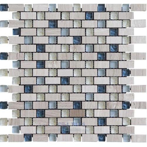 Illusion Glass Tile Glass and Stone Mosaic Tile in Blue Crush