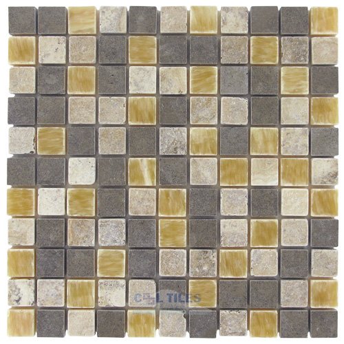 Illusion Glass Tile 1" x 1" Stone Mosaic Tile in Misty Canyon