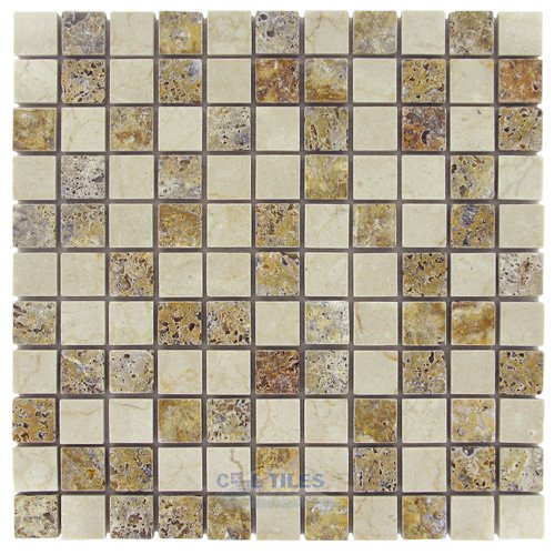 Illusion Glass Tile 1" x 1" Stone Mosaic Tile in Pebble Beach