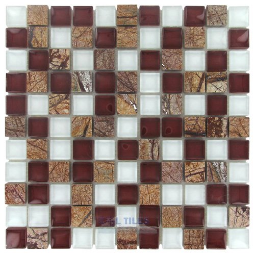 Illusion Glass Tile 1" x 1" Stone Mosaic Tile in Sycamore Valley