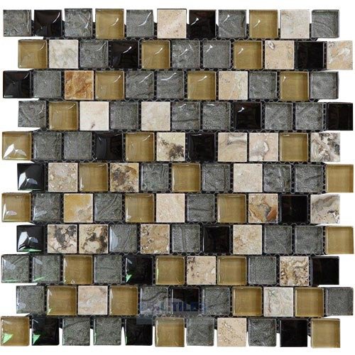 Illusion Glass Tile 1" x 1" Brickset Mosaic Tile in Quantum
