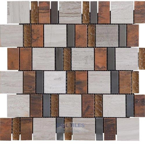 Illusion Glass Tile Stone, Glass and Metal Mosaic Tile in Splendor