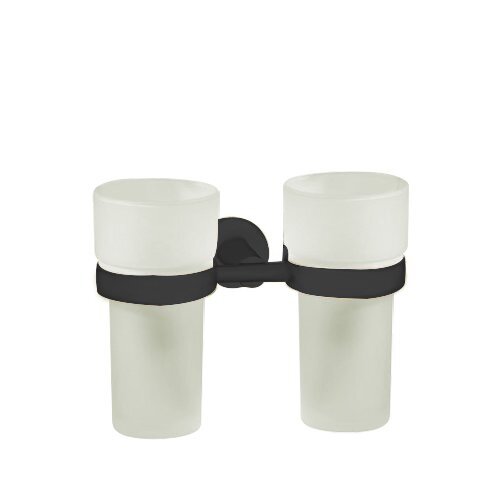 Valsan Bath Frosted Double Tumbler Holder in Matte Black