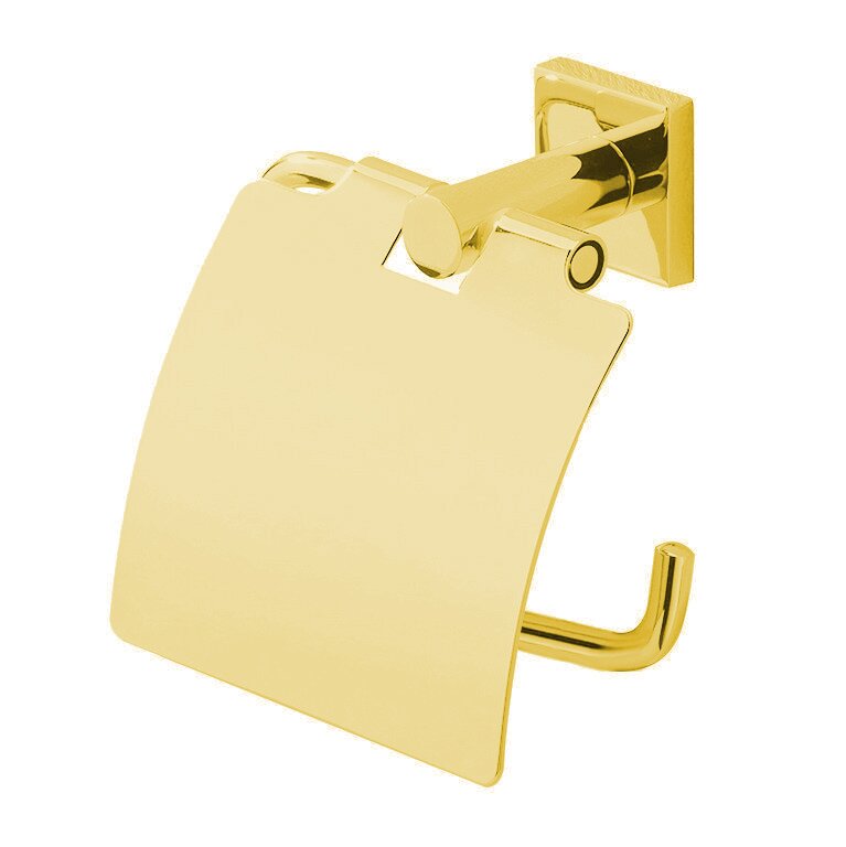 Valsan Bath Toilet Roll Holder with Lid in Unlacquered Brass