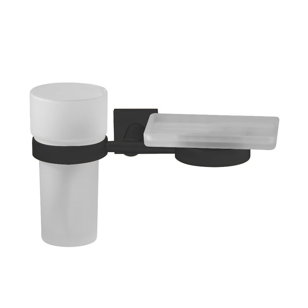 Valsan Bath Frosted Tumbler and Soap Dish Holder in Matte Black