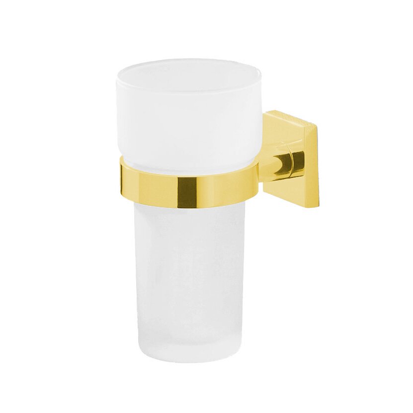 Valsan Bath Frosted Tumbler Holder in Unlacquered Brass