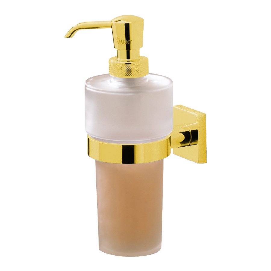 Valsan Bath Frosted Liquid Soap Dispenser 8 Oz in Unlacquered Brass