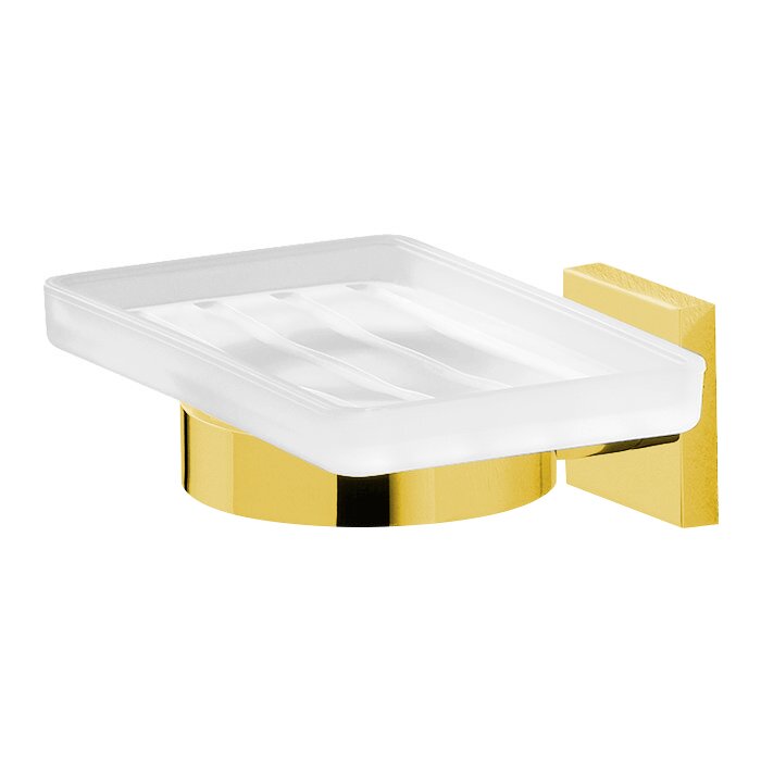 Valsan Bath Frosted Soap Dish in Unlacquered Brass