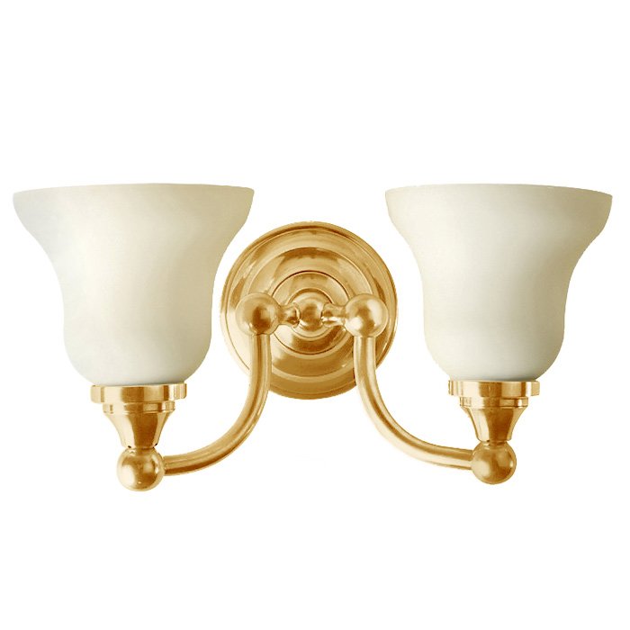 Valsan Bath Frosted Double Wall Light in Polished Brass
