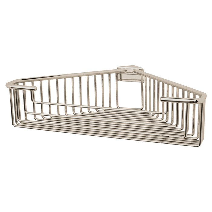 Valsan Bath Large Detachable Corner Wire Soap Basket with Round Rungs in Polished Nickel