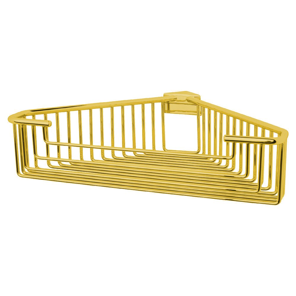Valsan Bath Large Detachable Corner Wire Soap Basket with Round Rungs in Unlacquered Brass