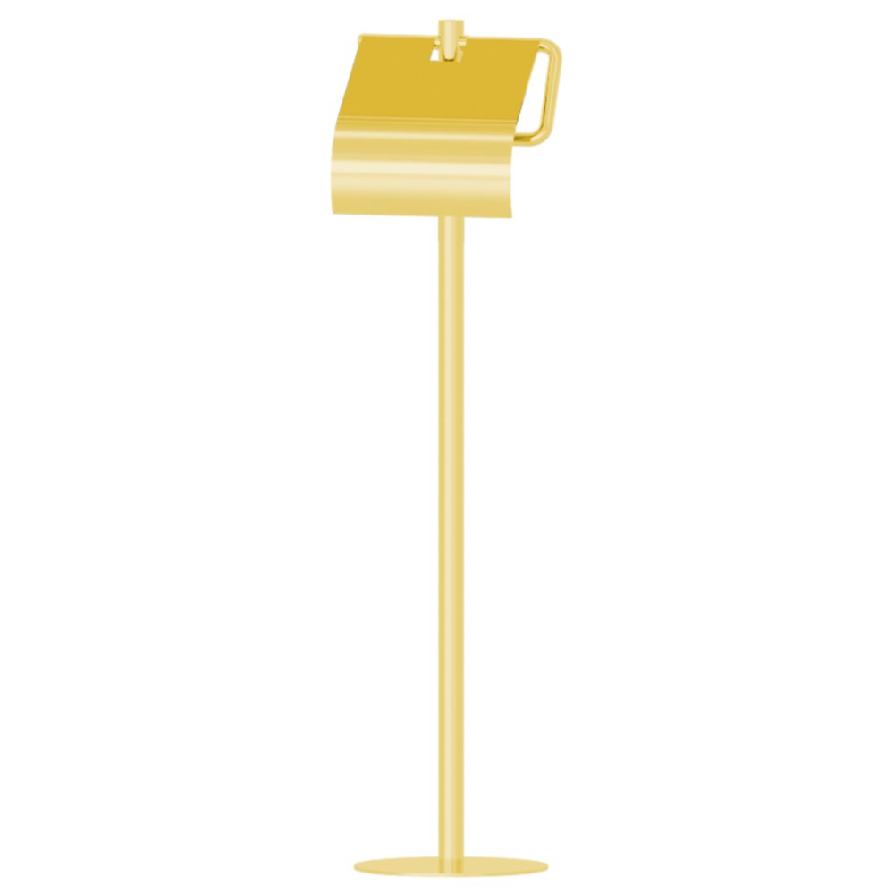 Valsan Bath Contempoary Freestanding Toilet Paper Holder with Lid in Unlacquered Brass