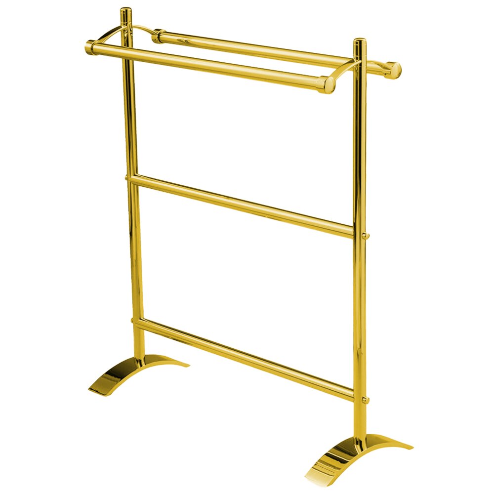 Valsan Bath Small Freestanding Double Towel Holder in Unlacquered Brass