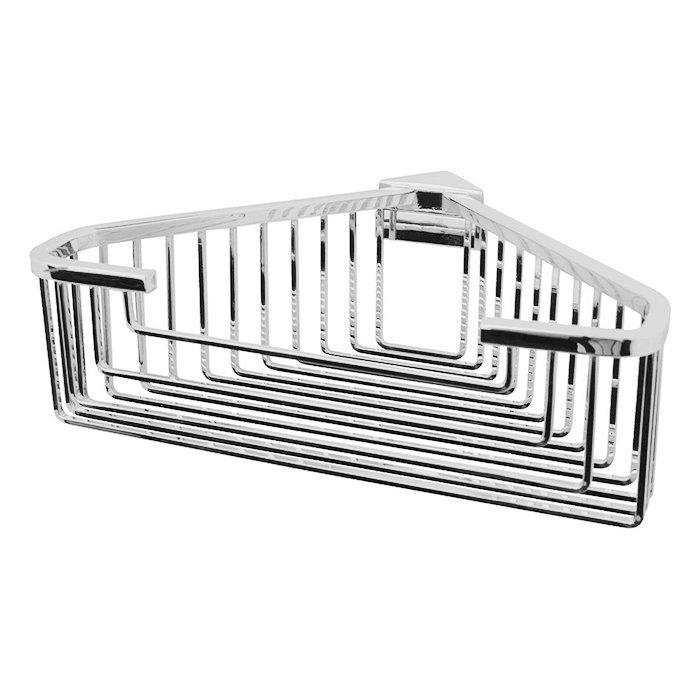 Valsan Bath Large Deep Detachable Corner Basket with Square Rungss in Chrome