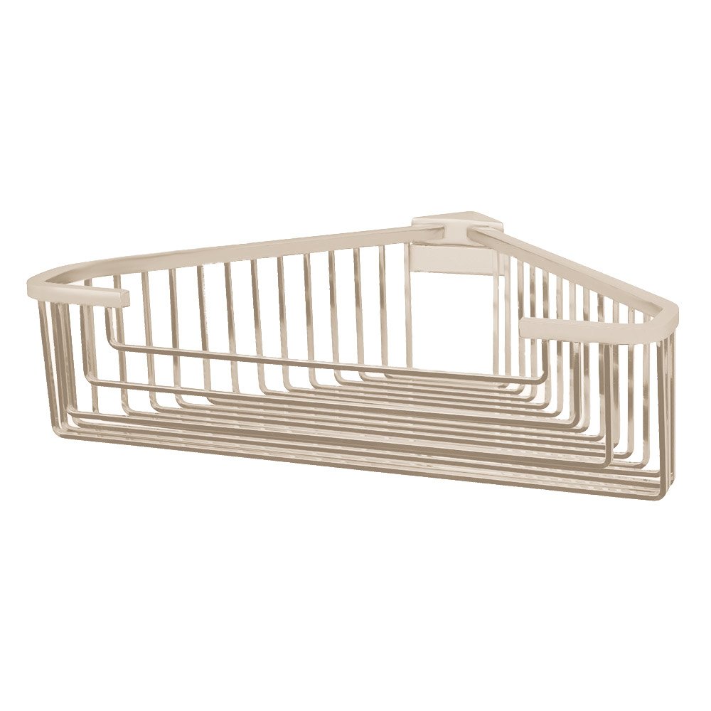 Valsan Bath Large Detachable Corner Basket with Square Rungs in Satin Nickel