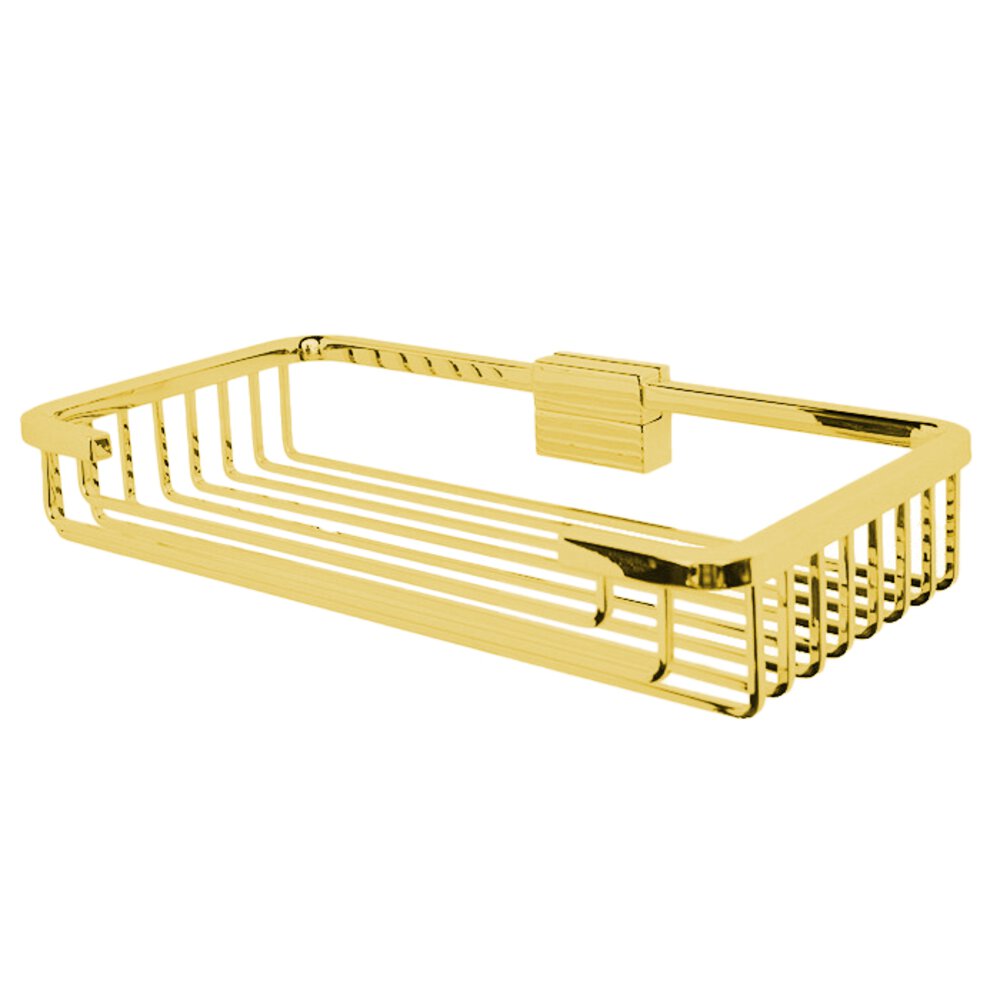 Valsan Bath Medium Detachable Soap and Sponge Basket with Square Rungs in Unlacquered Brass