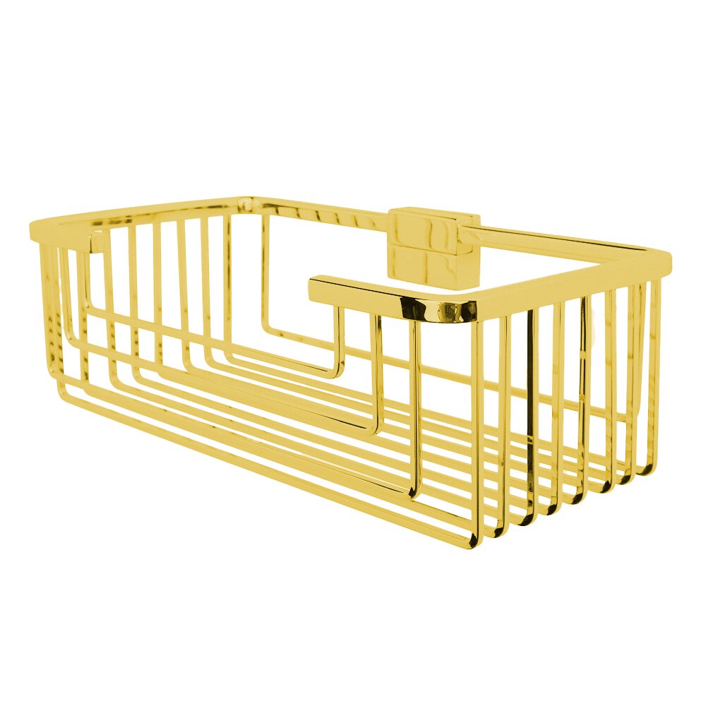 Valsan Bath Large Deep Soap and Sponge Basket with Square Rungs in Unlacquered Brass