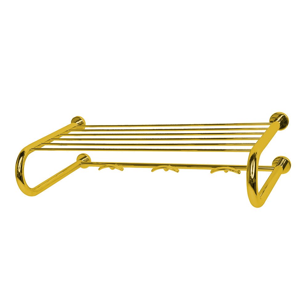 Valsan Bath Towel Rack with Hooks in Unlacquered Brass