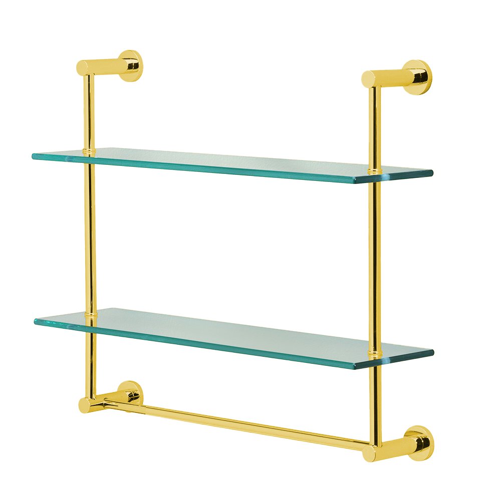 Valsan Bath Two Tier Shelf with Towel Bar in Unlacquered Brass
