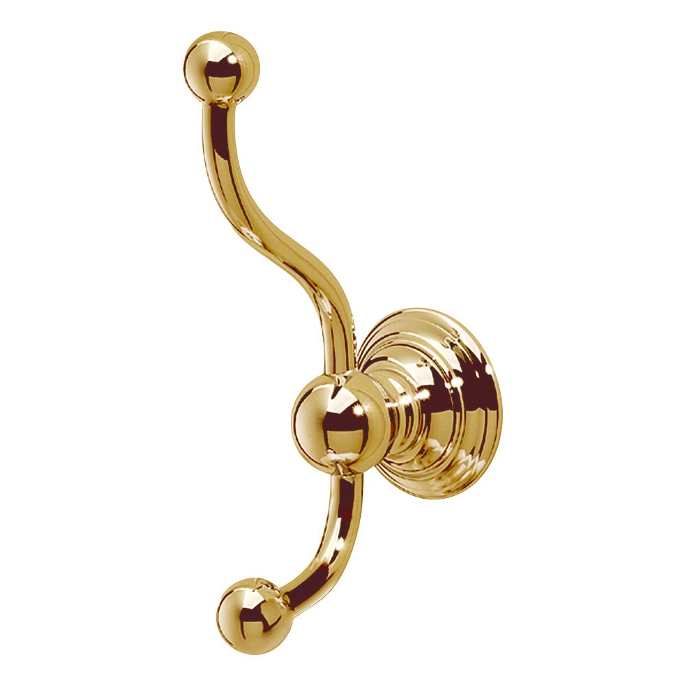 Valsan Bath Vertical Double Hook in Unlacquered Brass