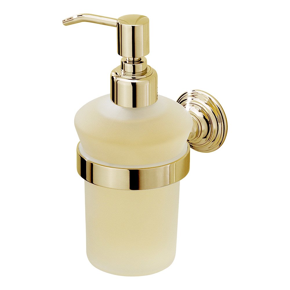 Valsan Bath Clear Glass Liquid Soap Dispenser in Polished Brass