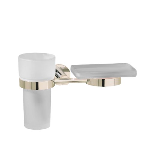 Valsan Bath Frosted Tumbler and Soap Dish Holder in Polished Nickel