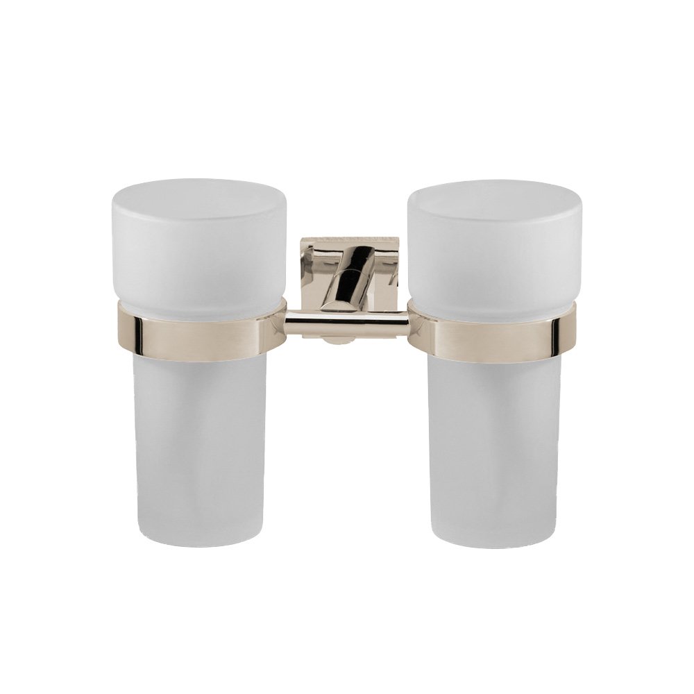 Valsan Bath Frosted Double Tumbler Holder in Polished Nickel
