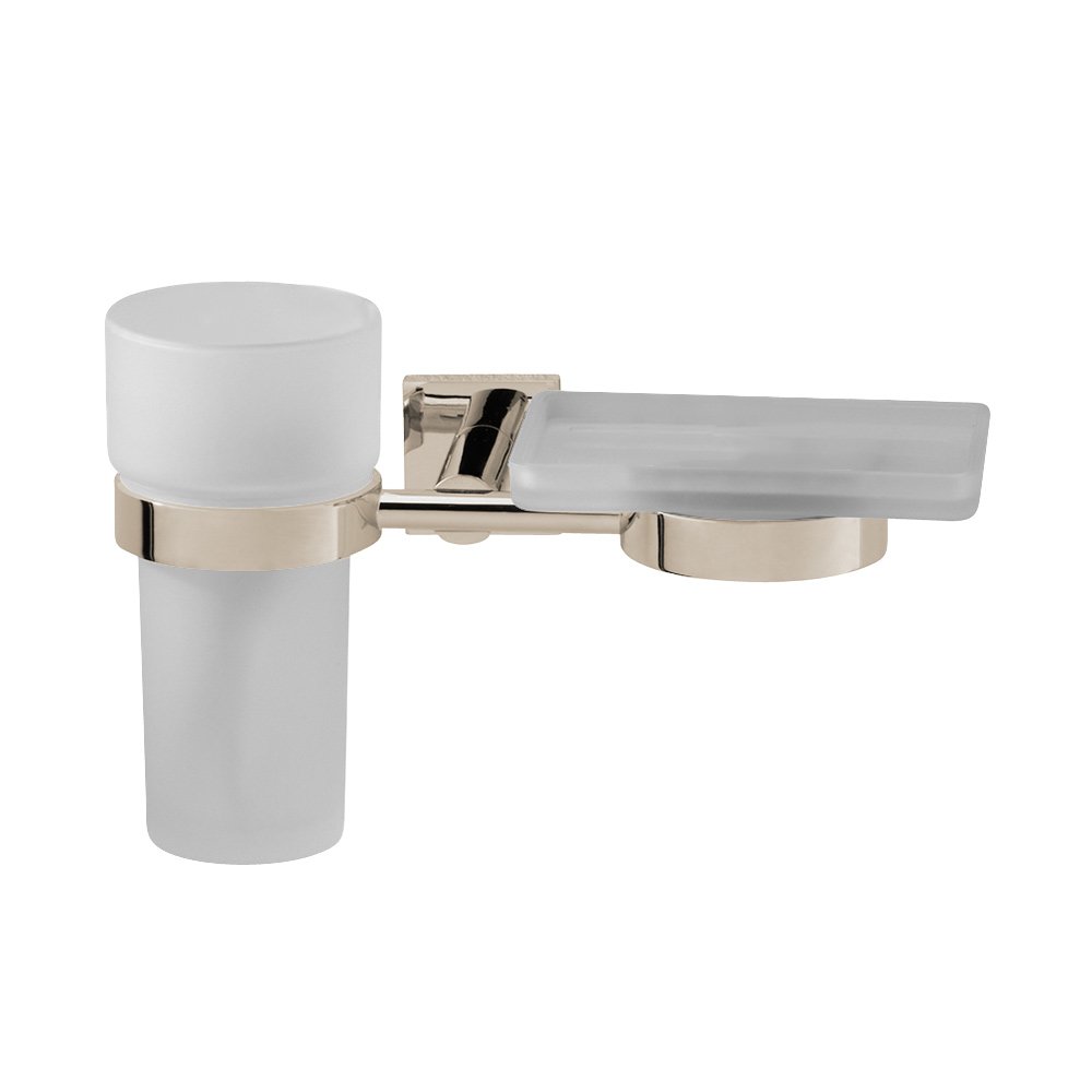 Valsan Bath Frosted Tumbler and Soap Dish Holder in Polished Nickel