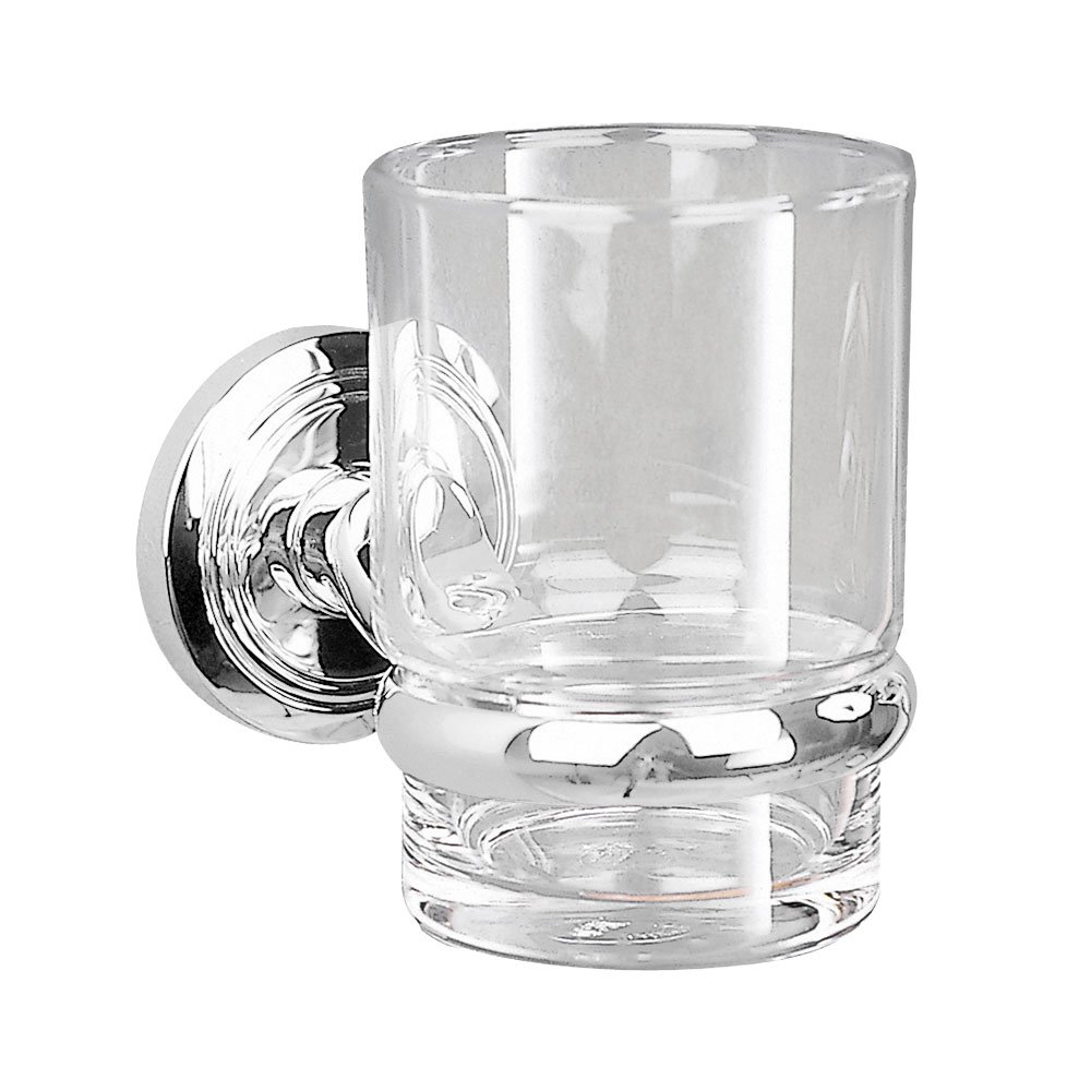 Valsan Bath  Glass Tumbler Holder 2 3/4" x 3 3/4" x 4 3/8" in Chrome