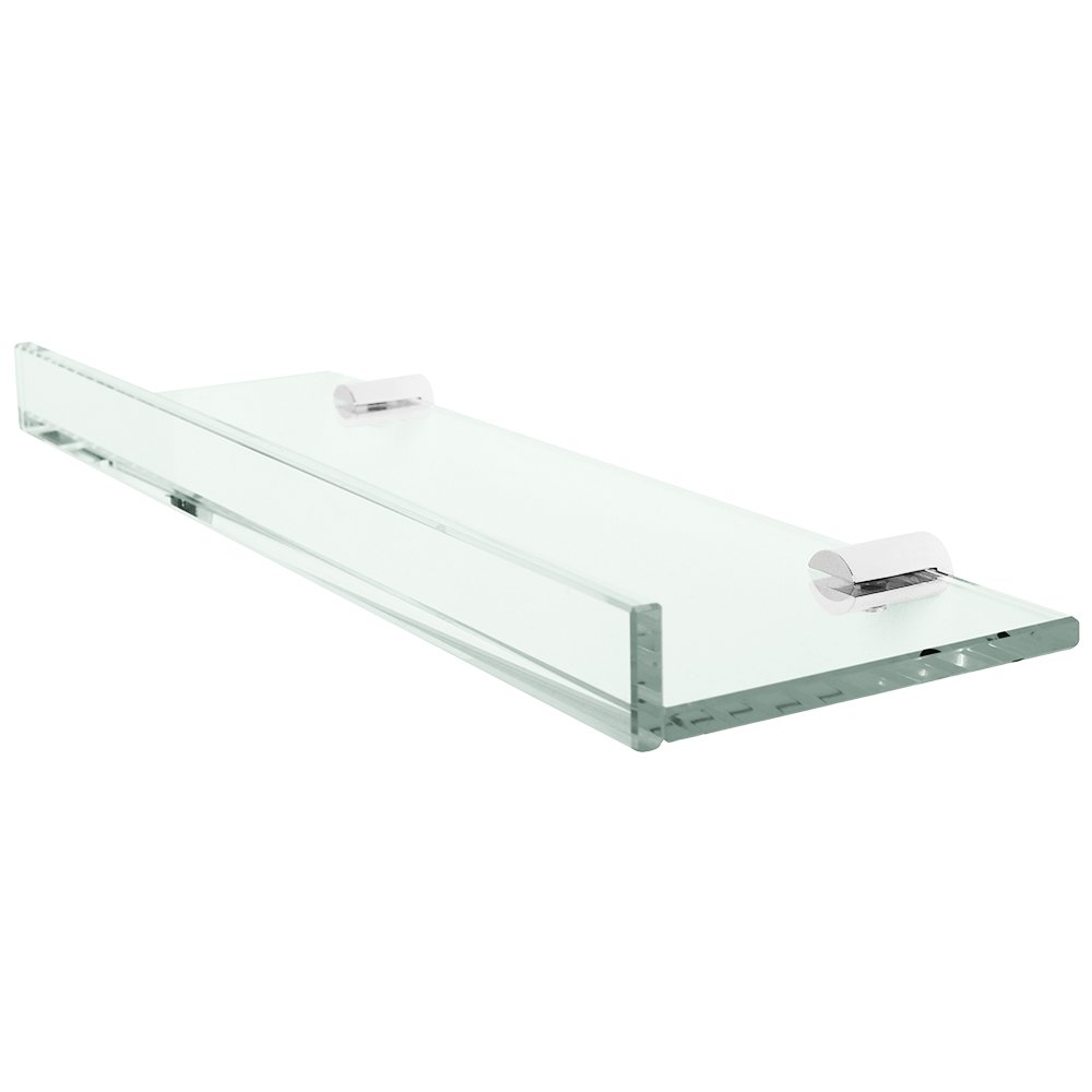 Valsan Bath Glass Shelf with 1" Front Lip and Round Back Plate 23 5/8" x 4 7/8" x 1 3/8" in Chrome