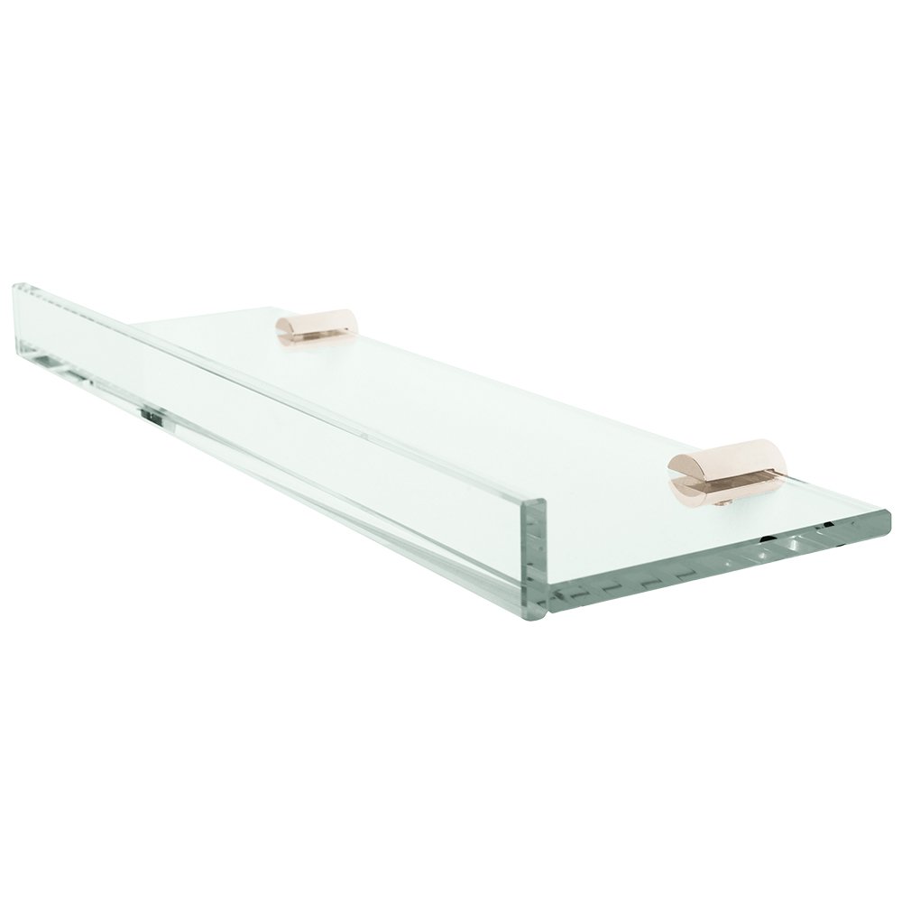 Valsan Bath Glass Shelf with 1" Front Lip and Round Back Plate 27 1/2" x 4 7/8" x 1 3/8" in Satin Nickel