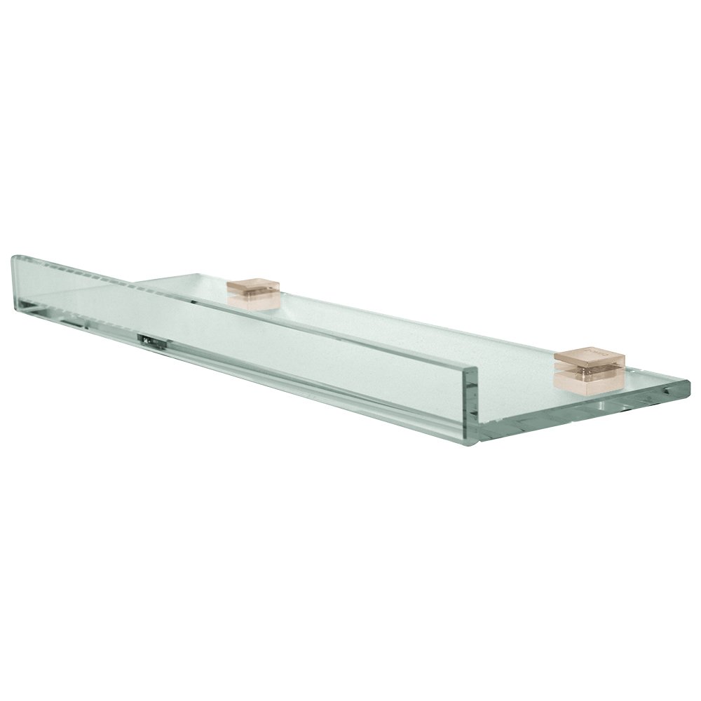 Valsan Bath Glass Shelf with 1" Front Lip and Square Back Plate 15 3/4" x 4 7/8" x 1 3/8" in Satin Nickel